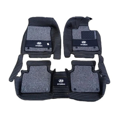 Car Floor Mat 11D Hyundai Sonata 2021 Black Pvc  Black Stitch  Black/Grey Grass 03 Pcs / Set Premium Quality (China)