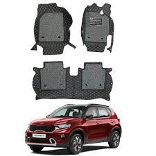 Car Floor Mat 10D Kia Sorento 2021 Black Pvc Black Stitch Black Grass 04 Pcs/Set Premium Quality (China)