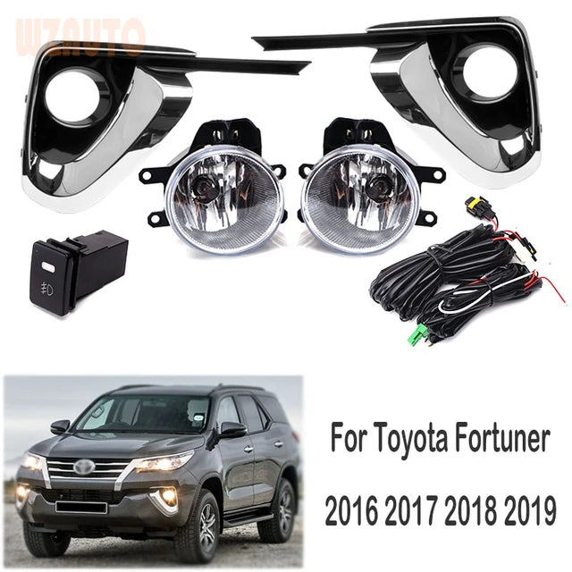 Car Fog Lamp Korealite Oem Fitting Halogen Toyota Fortuner 2018 Plastic Housing Glass Lens Clear Lens Black/Chrome Kl-7880 (China)