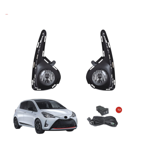 Car Fog Lamp Dlaa Oem Fitting Led Toyota Vitz 2015 Plastic Housing Plastic Lens Clear Lens Black Ty-110-L2Led (China)