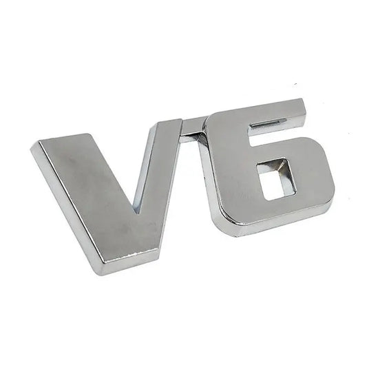 Auto Logo/Monogram Trunk Fitting Decorative Type V6 Logo  Tape Type Fitting Plastic  Chrome 01 Pc/Pack Poly Bag Pack   V6 (China)