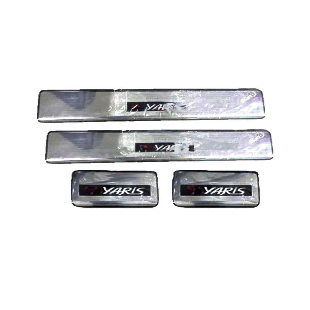 Car Door Sill Scuff Plate Protectors Ss Type W/Led Oem Fitting Toyota Yaris 2020 Yaris Logo White Led 04 Pcs/Set Ss Colour (China)