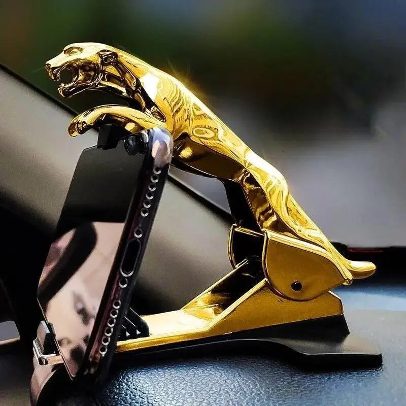 Car Mobile Holder Dashboard Fitting Leopard Design Large Size Golden Colour Box Pack (China)