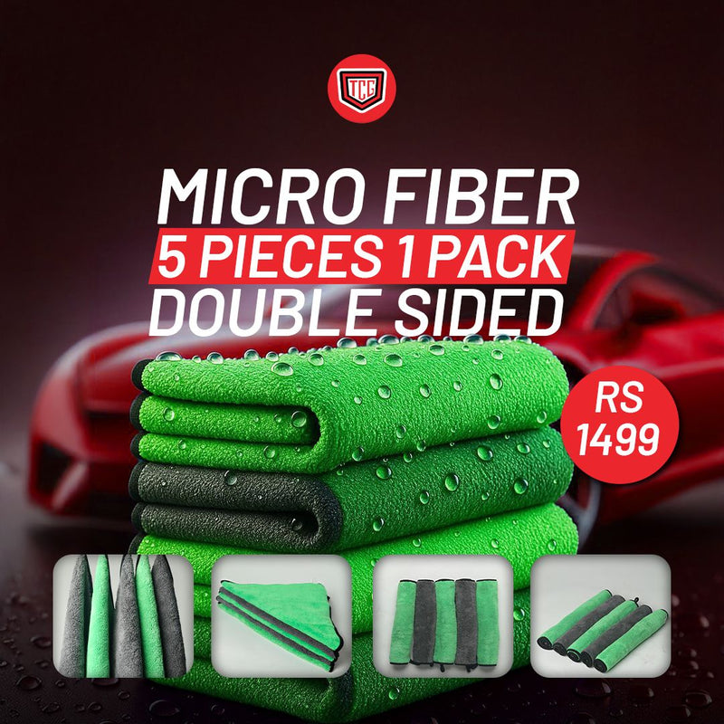 Premium Microfiber Cloth Bundle – 5 Pcs (Double Towel, 40x40cm)
