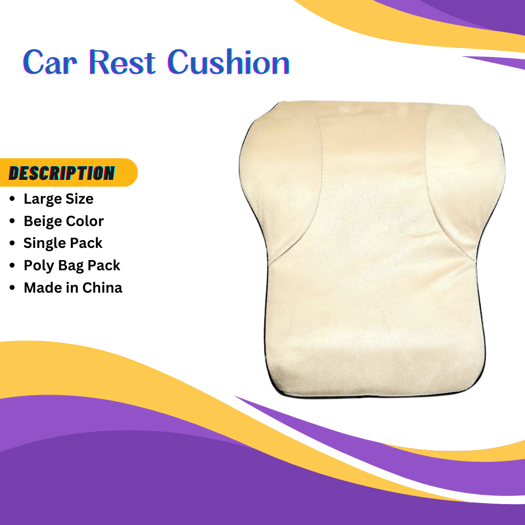 Car Back Rest Cushion Velvet Material Without Logo Large Size Beige 01 Pc/Pack Poly Bag Pack (China)