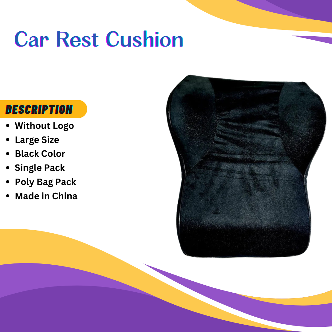 Car Back Rest Cushion Velvet Material Without Logo Large Size Black 01 Pc/Pack Poly Bag Pack (China)