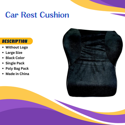 Car Back Rest Cushion Velvet Material Without Logo Large Size Black 01 Pc/Pack Poly Bag Pack (China)