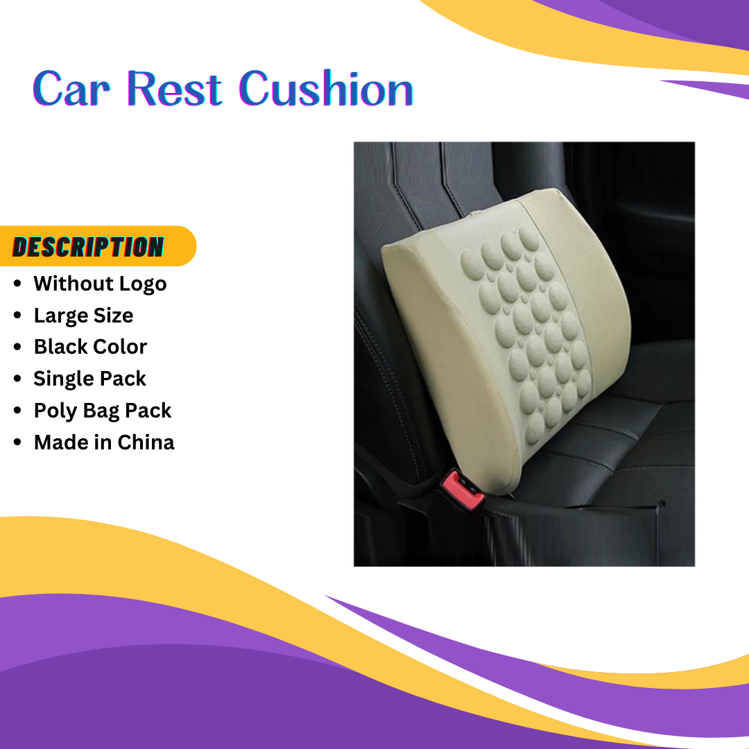 Car Back Rest Cushion Pvc/Fabric/Massager Type Large Size Beige 01 Pc/Pack Poly Bag Pack (China)