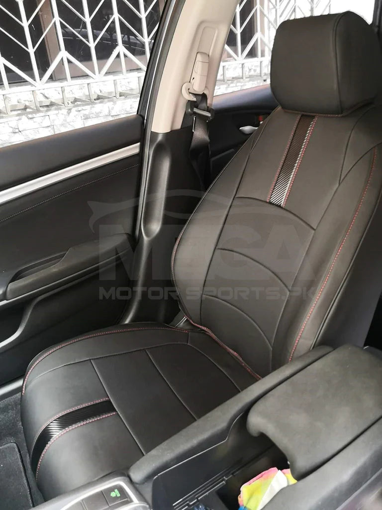 Auto Leather Type Seat Cover M/A Oem Design  Custom Fitting Honda Civic 2016-2021 Y-Grey/Black   12 Pcs / Set Premium Quality