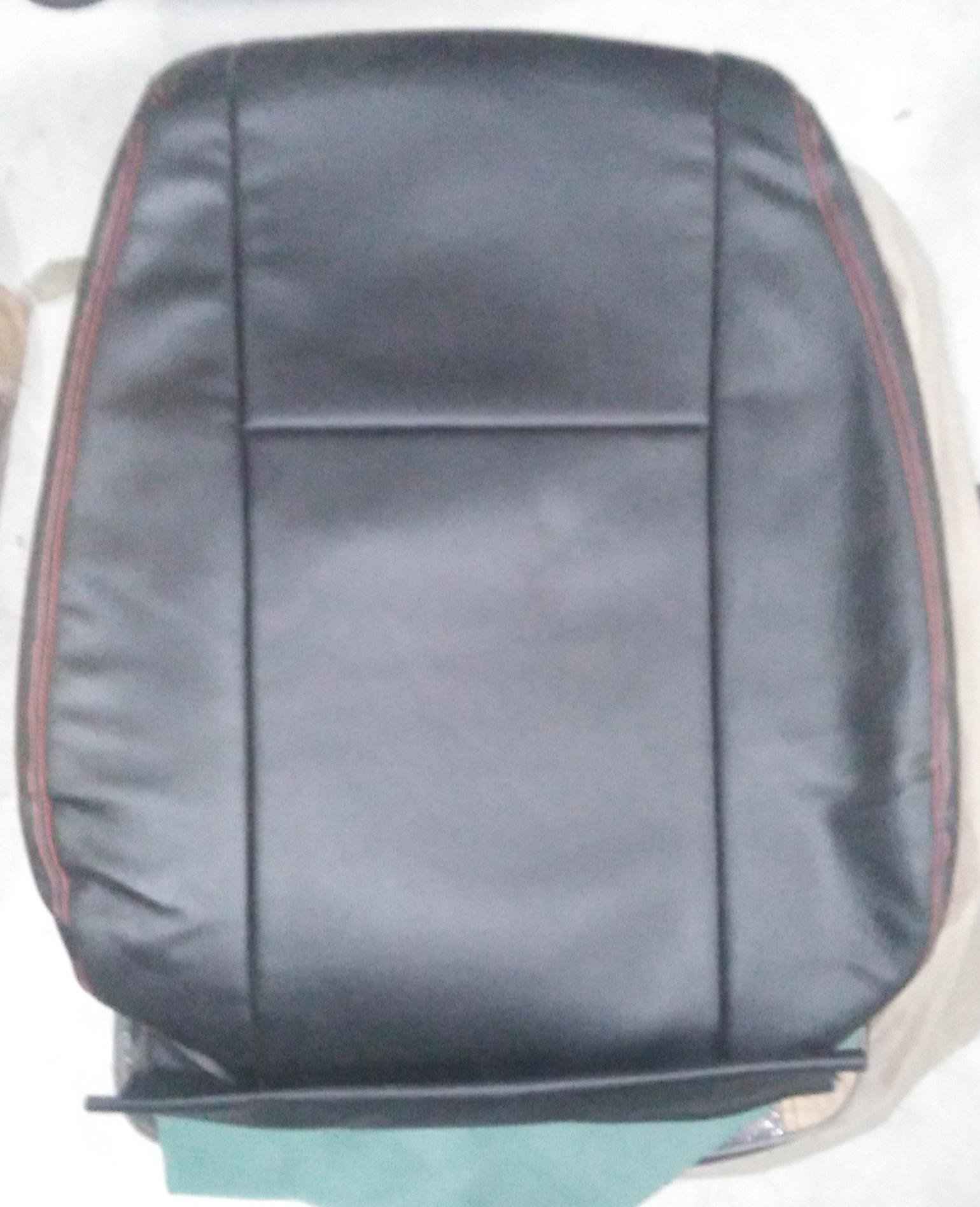 Auto Leather Type Seat Cover M/B Oem Design Custom Fitting Toyota Yaris 2020 Black Colour Red Stitch 11 Pcs/Set