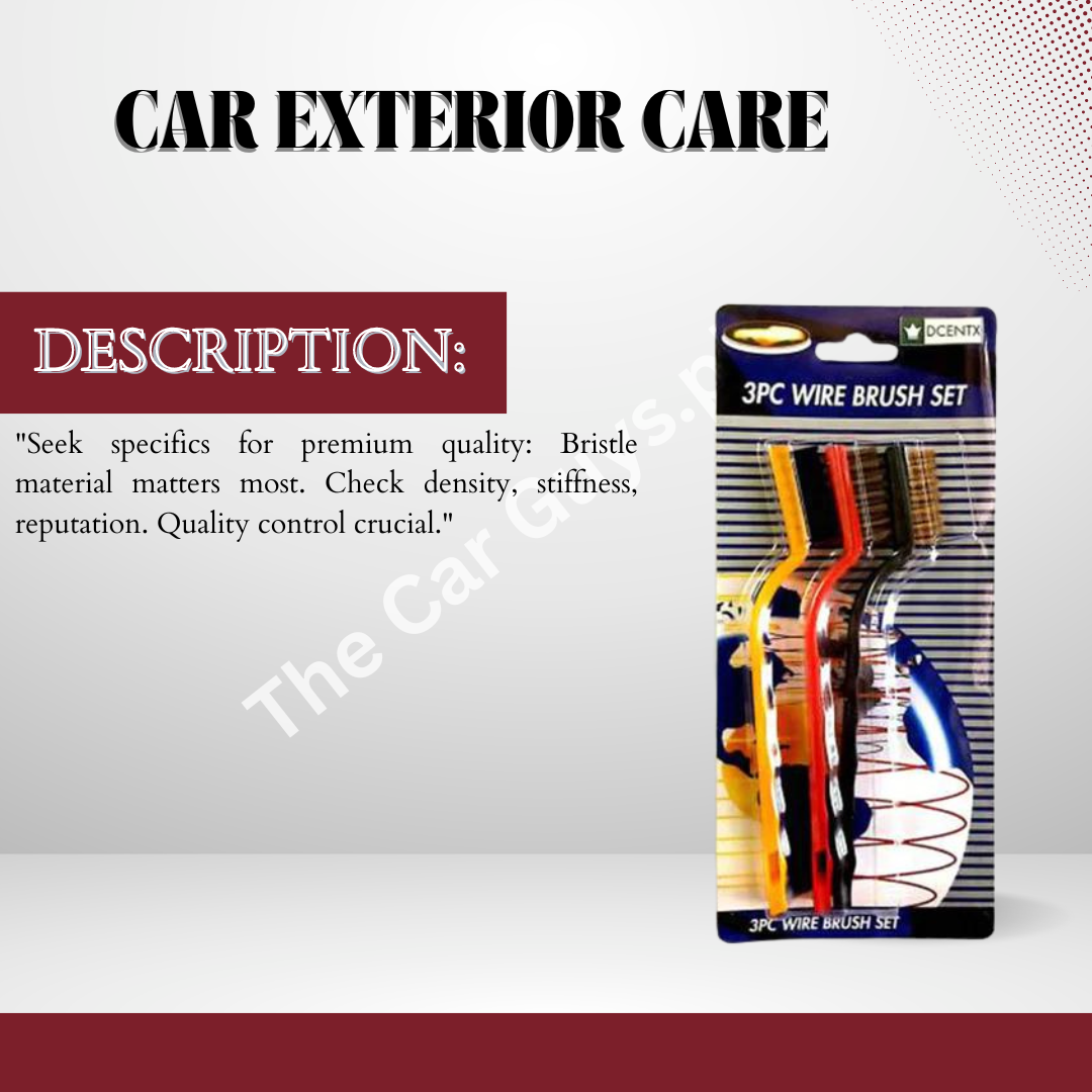 Car Exterior Care / Cleaning / Detailing Brush Medium Size Plastic Material Yellow/Red/Black 03 Pcs/Pack Premium Quality Blister Pack (China)