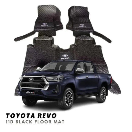 Car Floor Mat 11D Toyota Revo 2016-2020 Black Pvc  Black Stitch  Black/Grey Grass 03 Pcs / Set Premium Quality (China)