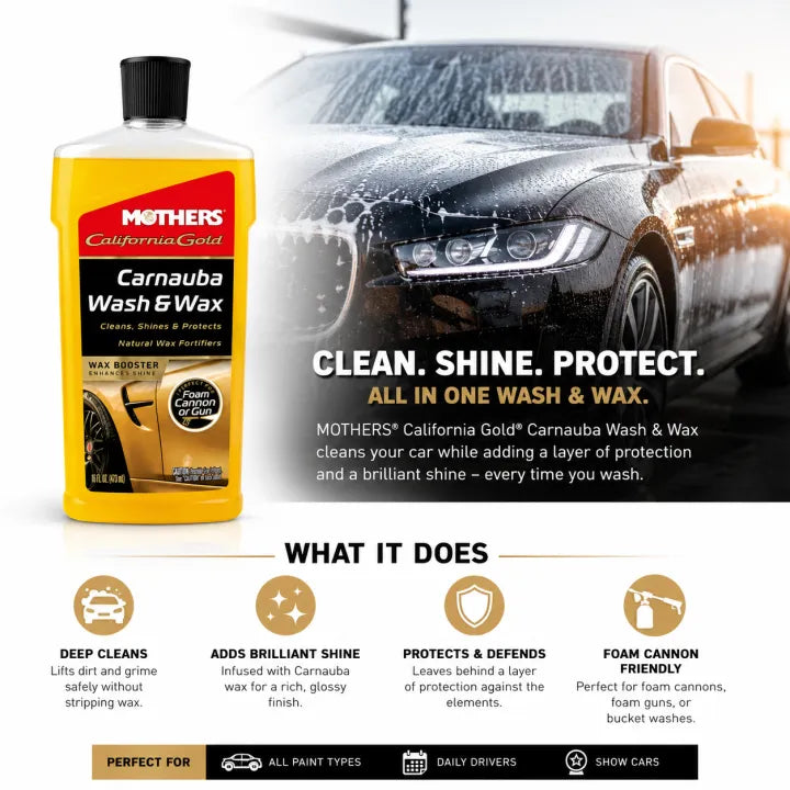 Car Shampoo & Wax Mothers Plastic Can Pack 2.95L Carnauba Wash&Wax 05674 (Usa)