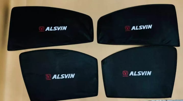 Car Curtain  Side Fix Changan Alsvin 2021 With Logo  Black