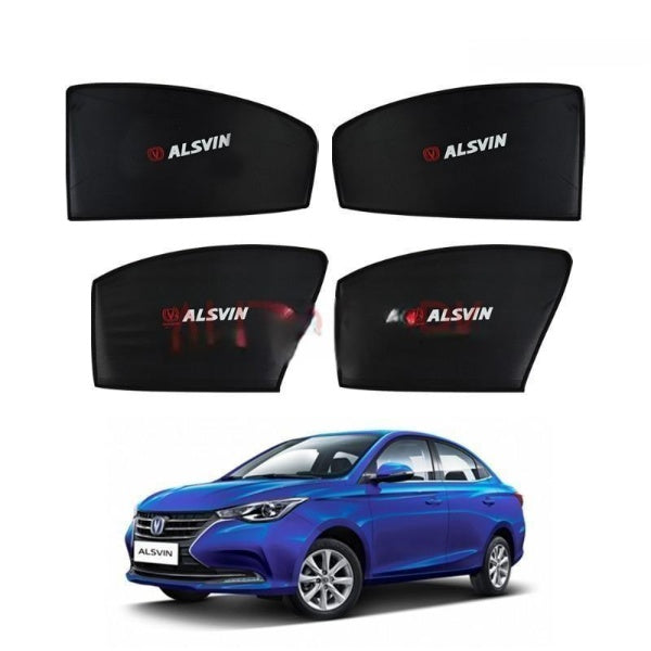 Car Curtain  Side Fix Changan Alsvin 2021 With Logo  Black