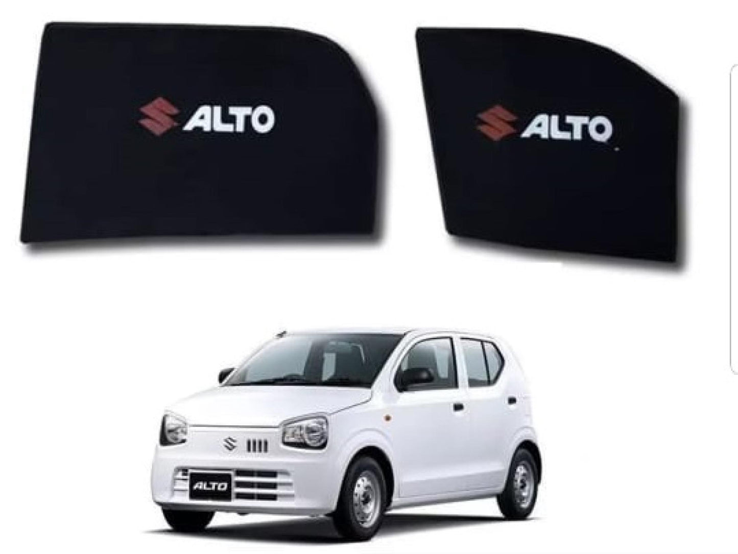 Car Curtain  Side Fix Suzuki Alto 2020 With Logo  Black (Pakistan)