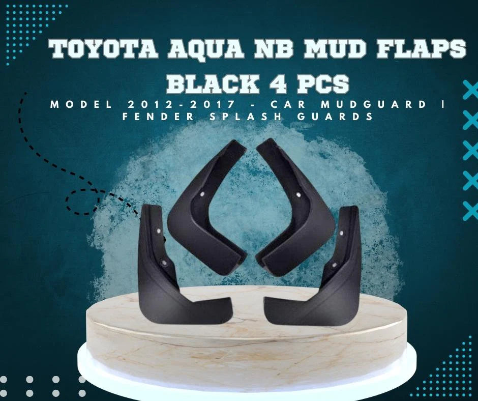 Car Mudflaps Aqua 2015 Toyota Black 04 Pcs/Set Colour Box Pack (Pakistan)