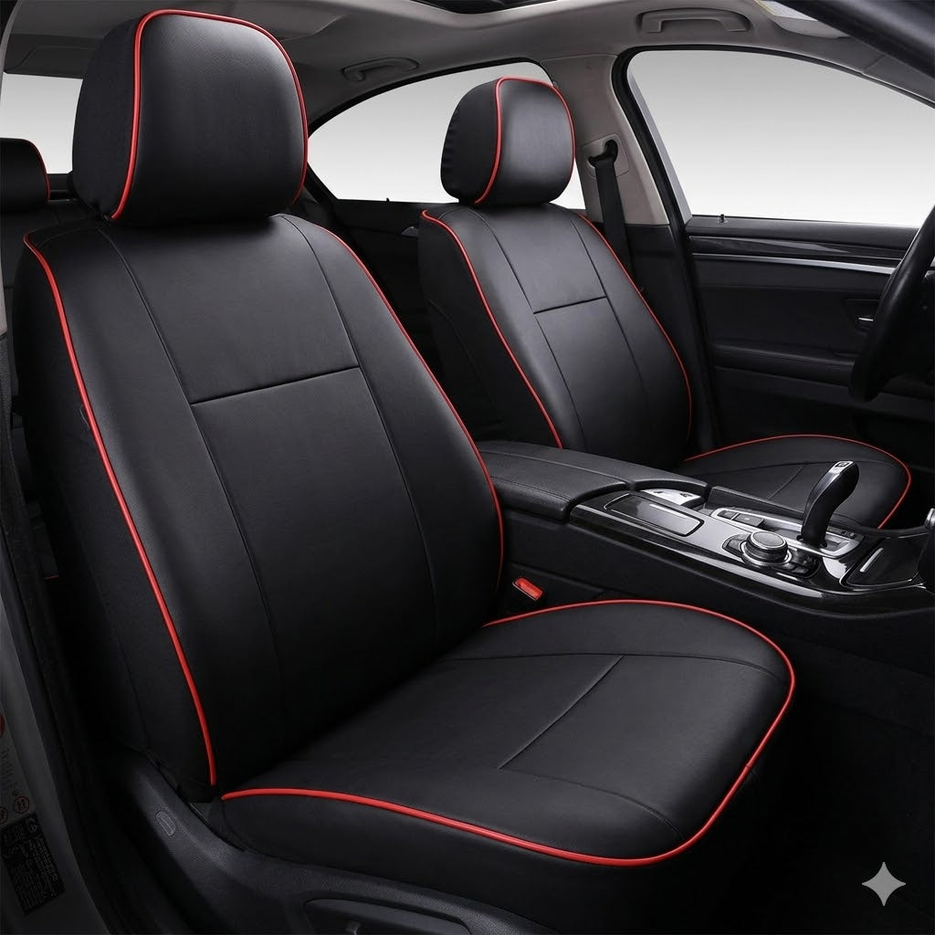 Auto Leather Type Seat Cover M/C Audi A5 Quattro Design Custom Fitting Toyota Aqua 2018 Black Colour Black Stitch 09 Pcs/Set