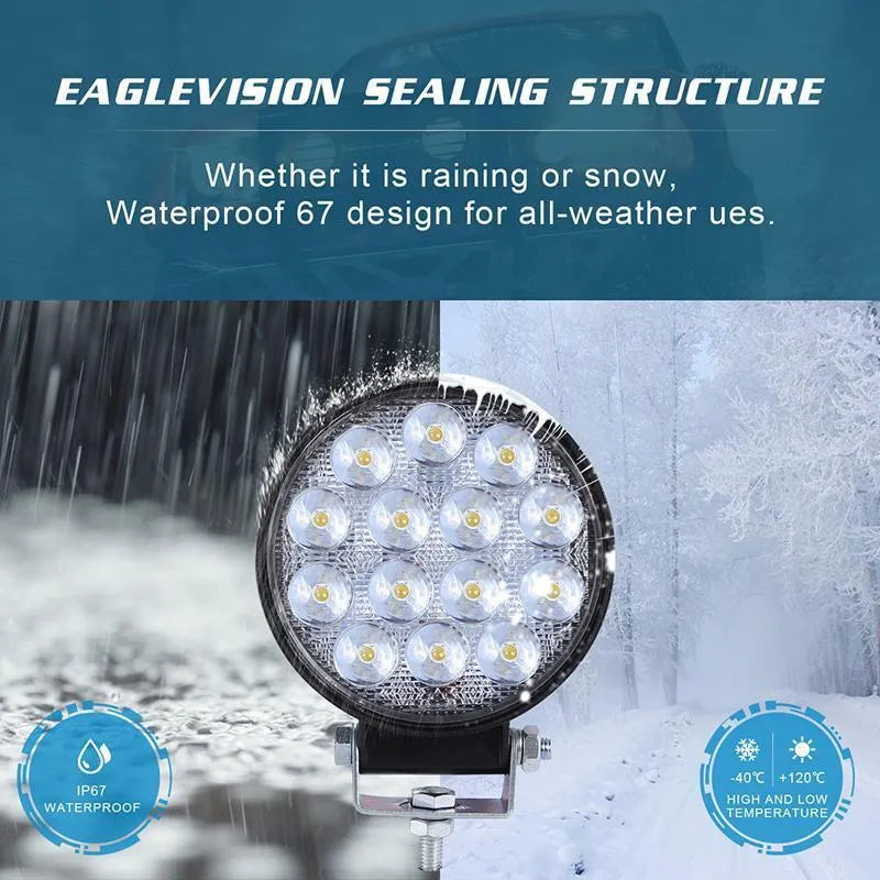 Automotive Led Work Lamp Metal Housing Round Shape 09 Led 100W White/Yellow Colour Box Pack 01 Pc/Pack Fy-5110 (China)
