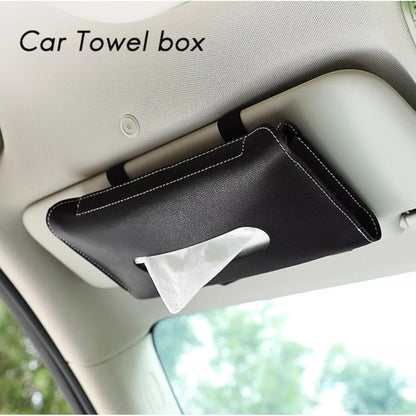 Car Luxury Tissue Box Holder Pouch Shape Sun Visor Fitting Pvc Leather Material  Black Without Logo Large Size With Mobile+Pen Option (China)