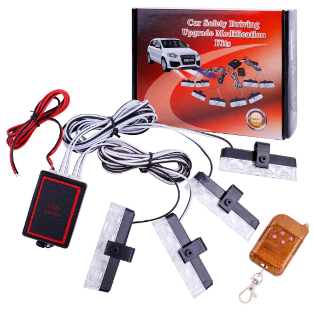 Car Exterior Led Grill Light Plastic Housing White 04 Pcs/Set Colour Box Pack 04 Pcs/Pack With Remote (China)