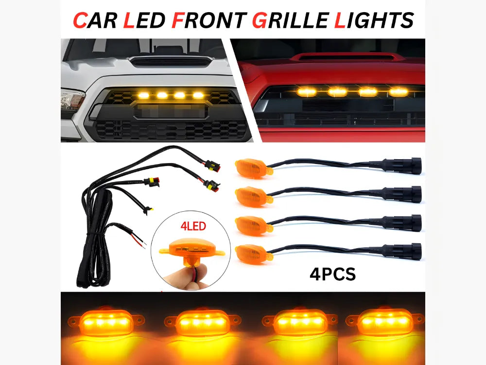 Car Exterior Led Grill Light Plastic Housing Yellow 04 Pcs/Set Colour Box Pack 04 Pcs/Pack (China)