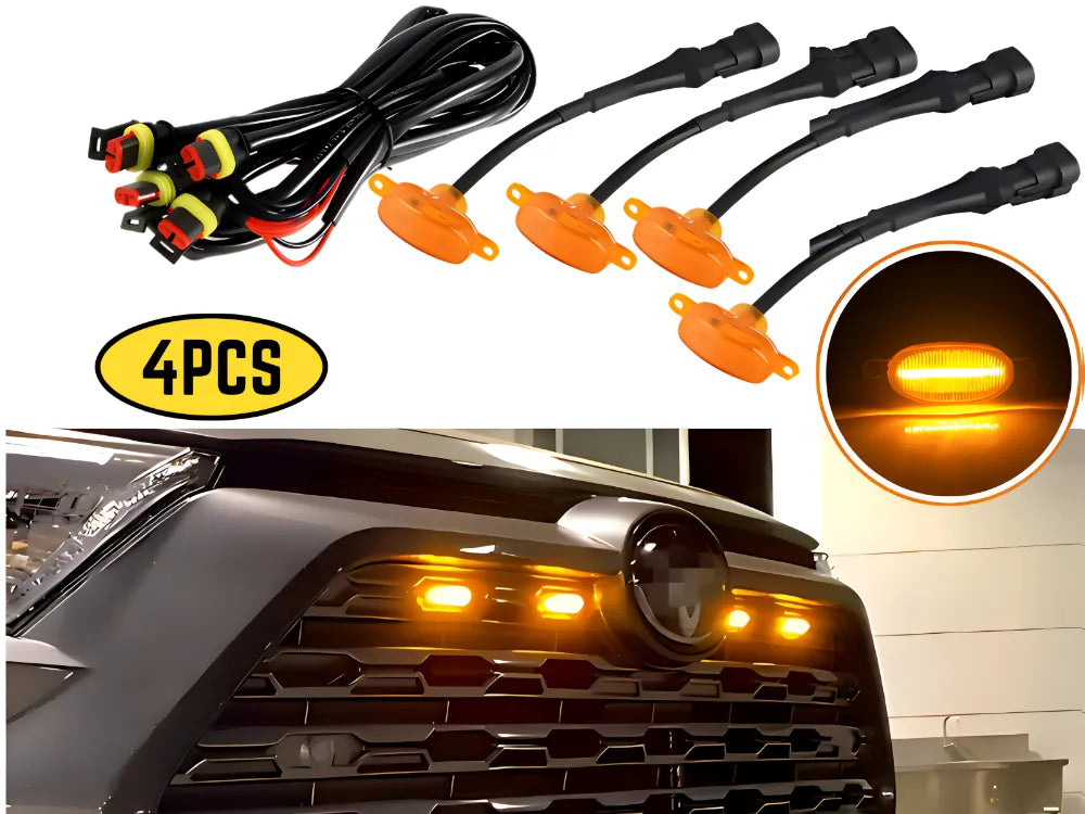 Car Exterior Led Grill Light Plastic Housing Yellow 04 Pcs/Set Colour Box Pack 04 Pcs/Pack (China)
