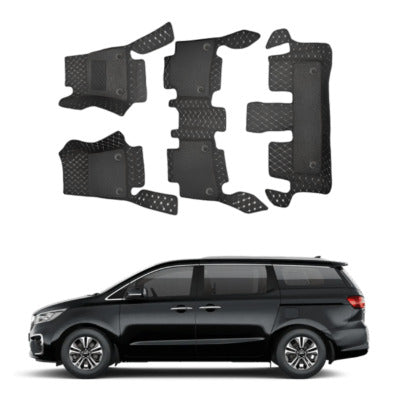 Car Floor Mat 7D Kia Carnival 2020 Black Pvc Red Stitch 05 Pcs/Set Premium Quality (China)