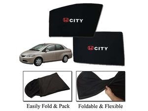 Car Curtain  Side Fix Honda City 2000-2003 With Logo  Black