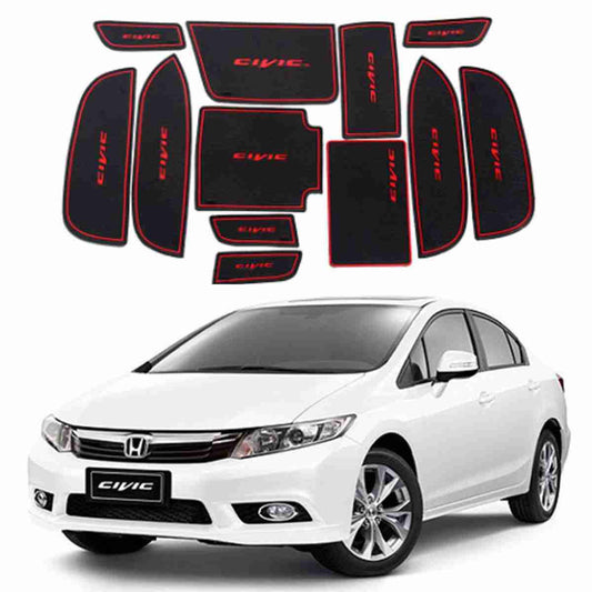 Car Interior Mat Kit Honda Civic 2015 Black/Red Poly Bag Pack  (China)