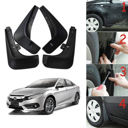 Car Mudflaps Honda Civic 2016-2021 Black 04 Pcs/Set Colour Box Pack (Pakistan)