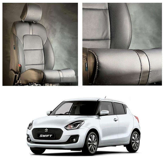 Auto Leather Type Seat Cover M/B Oem Design  Custom Fitting Suzuki Swift 2022 Black Black Stitch   12 Pcs/Set