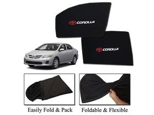 Car Curtain  Side Fix Toyota Corolla 2012 With Logo  Black (Pakistan)