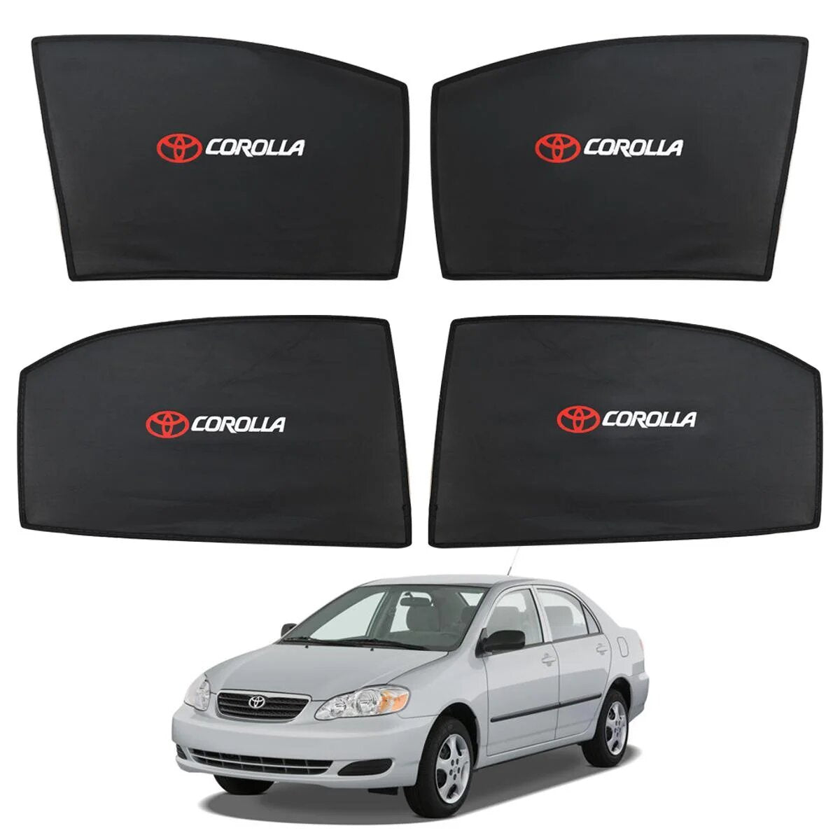 Car Curtain Side Fix Toyota Corolla 2006 With Logo Black