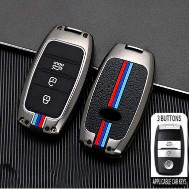 Car Remote Key Cover/Casing Metal Casing / Leather Keychine Kia Sportage 2020 Kia Logo Mix Colours Box Pack (China)