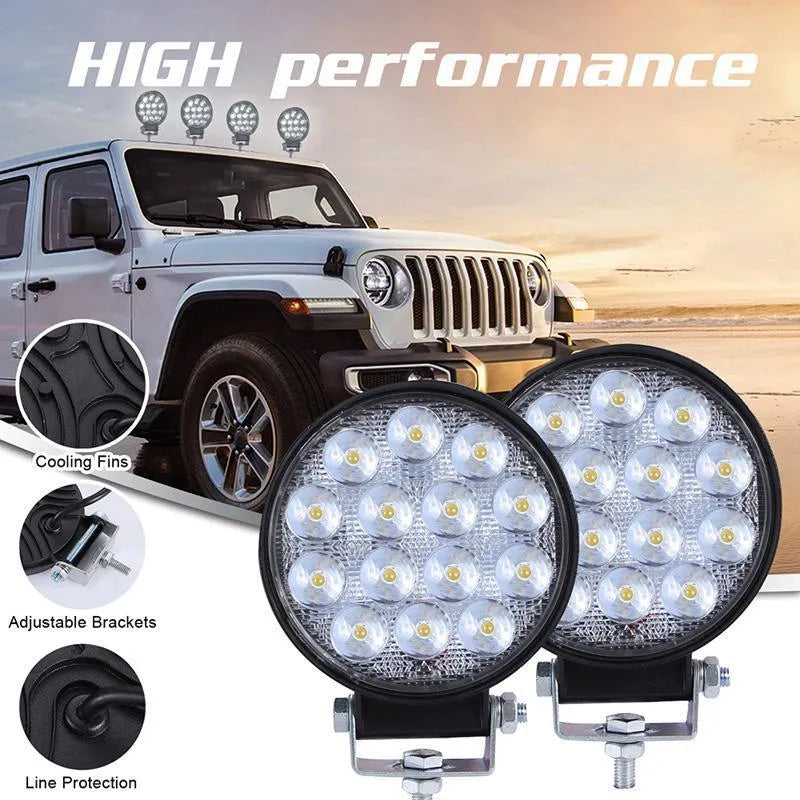 Automotive Led Work Lamp Metal Housing Round Shape 09 Led 100W White/Yellow Colour Box Pack 01 Pc/Pack Fy-5110 (China)