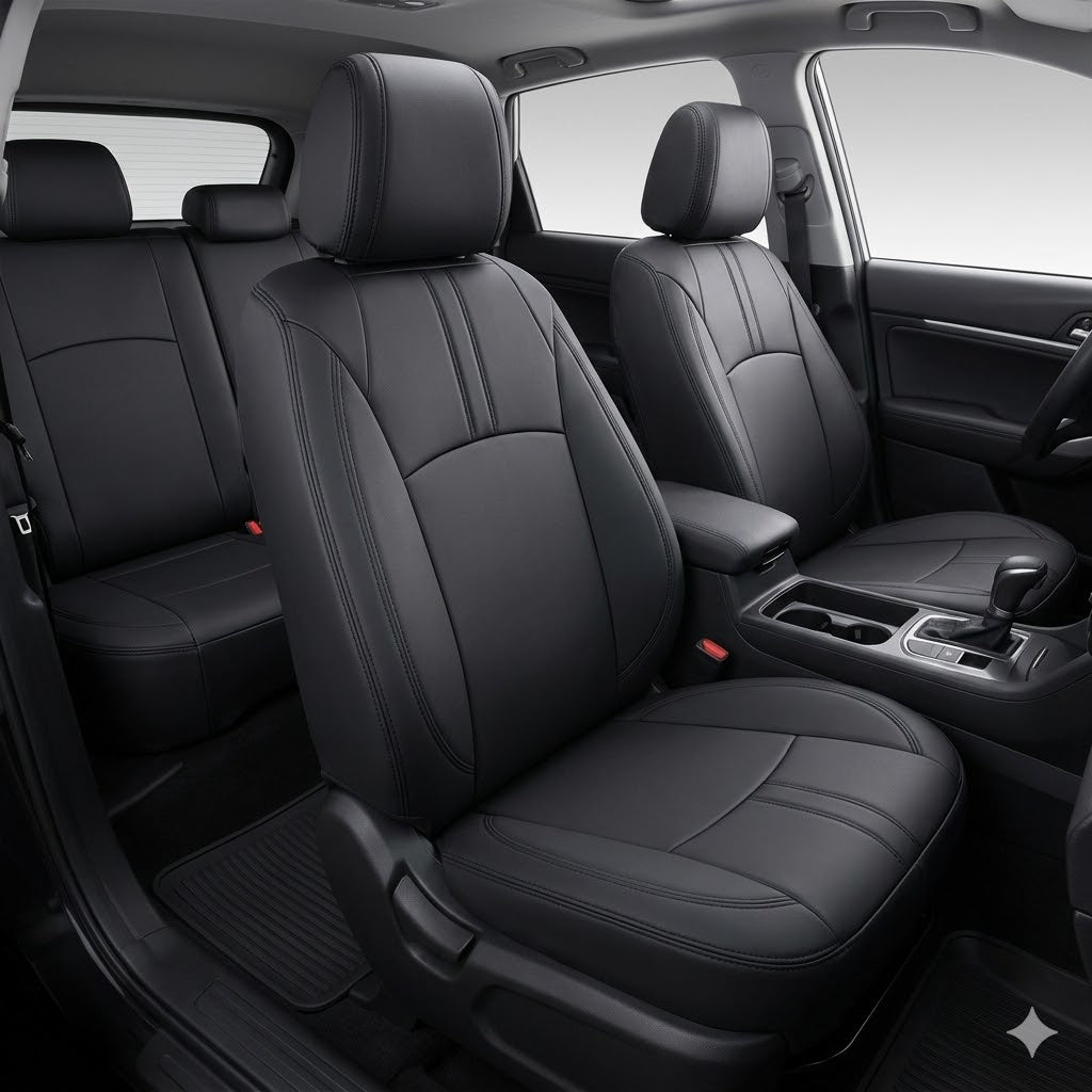 Auto Leather Type Seat Cover M/C Oem Design Custom Fitting Honda Civic 2016-2021 Black Colour 12 Pcs / Set