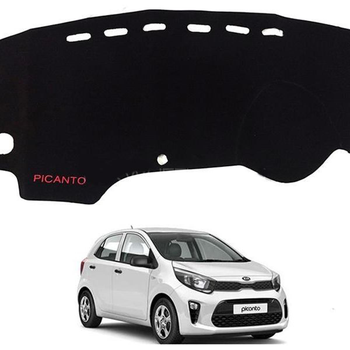 Dashboard Mat Velvet Type Carpet Kia Picanto 2020 Black Black Border Poly Bag Pack  (China) Premium Quality