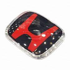 Auto Logo/Monogram Steering Wheel Pad Fitting Decorative Type Honda-H Logo Tape Type Fitting Plastic Small Size Black/Red 01 Pc/Pack Plastic Box Pack Cap Type Logo (China)