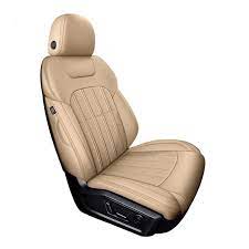 Auto Leather Type Seat Cover M/A Oem Design  Custom Fitting Toyota Yaris 2020  Beige Colour Beige Stitch  11 Pcs/Set Premium Quality