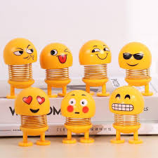 Car Dashboard Decorative Dancing Spring Head Toy Emoji Design 06 Pcs/Pack Yellow Large Size Colour Box Pack Fy-2058 (China)