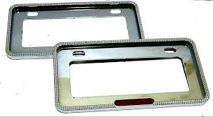 Car License Plate Frame/Holder Moulding Type  Plastic Material Rectangle Shape  With Reflector Universal Fitting Standard Quality Full Chrome 02 Pcs/Set Poly Bag Pack  Lg86