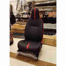 Auto Leather Type Seat Cover M/C Oem Design  Custom Fitting Toyota Vitz 2015 Black Colour Red Stitch  09 Pcs/Set