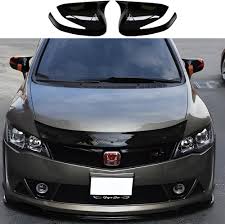 Chrome Door Mirror Covers (Full) Plastic Tape Type Fitting Honda Civic 2009 Black/Carbon 02 Pcs/Set Batman Design (China)