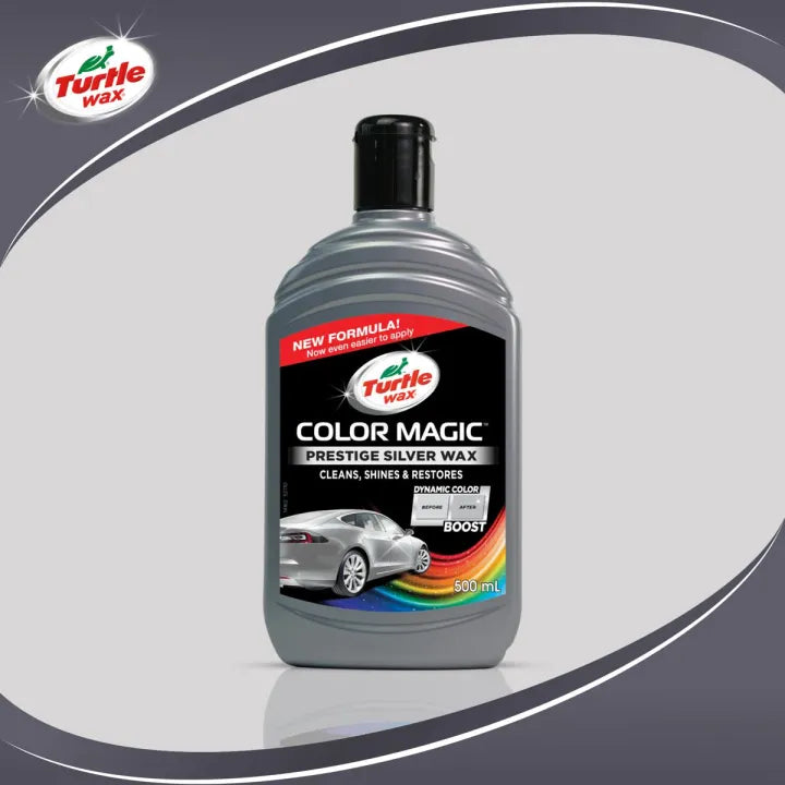 Car Body Polish Turtle Wax Cream Based Plastic Bottle Pack 500Ml Color Magic Prestige Silver Wax 52710 (Usa)