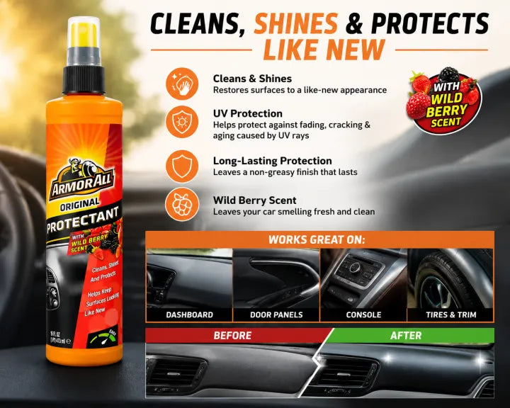 Car Dashboard Polish Armorall Wild Berry Plastic Bottle Pack 295Ml Original Protectant 10302Ab (Uk)