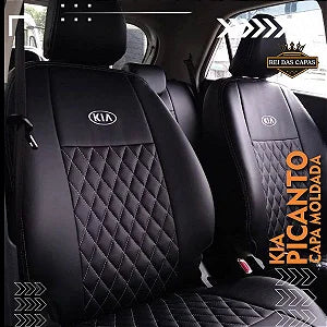 Auto Leather Type Seat Cover M/B Oem Design  Custom Fitting Kia Picanto 2020 Black Colour   11 Pcs/Set Premium Quality