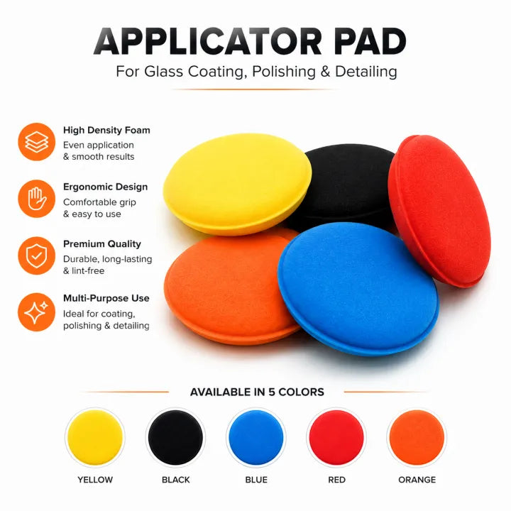 Car Polishing Applicator Pads 4" Standard Quality Yellow 01 Pc/Pack Poly Bag Pack