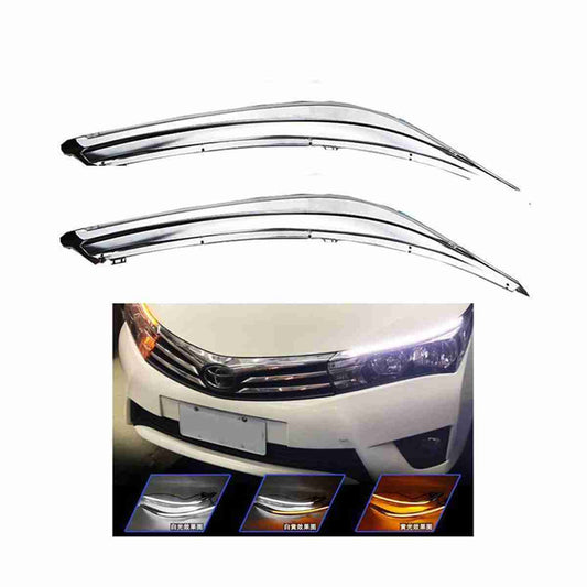 Car Eyebrow Light Oem Fitting Toyota Corolla 2015 Audi Design White Drl Orange Indicator (Running)  02 Pcs/Set Box Pack (China)