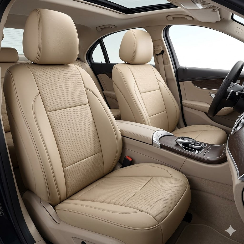 Auto Leather Type Seat Cover M/C Oem Design Custom Fitting Toyota Corolla 2018 Beige Colour 12 Pcs / Set